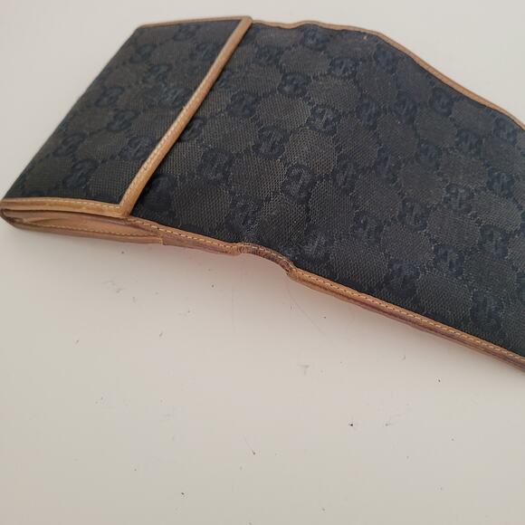 GUCCI Logo Canvas Leather Card Wallet Medium Monogram Bifold Black Unisex Fair - Picture 12 of 12